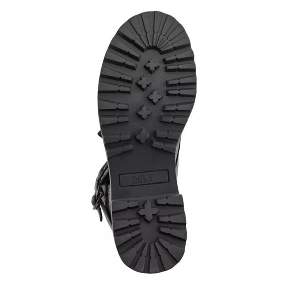 DKNY / Basia Combat /  Metallic / Boots With Side Zipper & Buckle Straps / Ancle - Picture 5 of 9